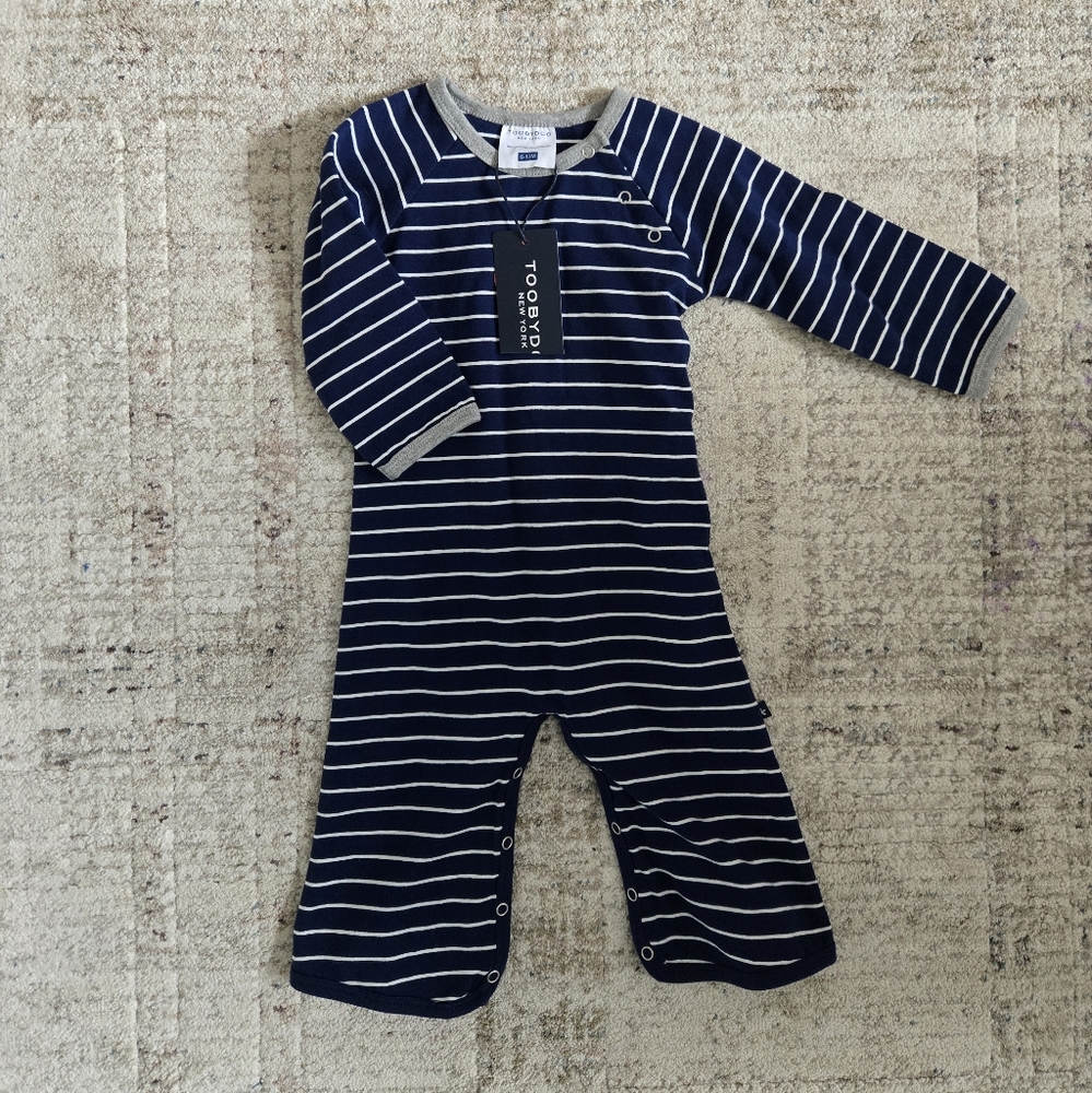 ToobyDoo Navy Striped Baby Onesie